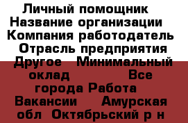 Личный помощник › Название организации ­ Компания-работодатель › Отрасль предприятия ­ Другое › Минимальный оклад ­ 30 000 - Все города Работа » Вакансии   . Амурская обл.,Октябрьский р-н